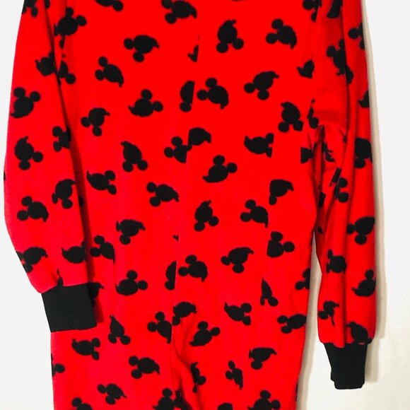 Disney feet pajamas red black mickey ears long sleeve zipper front size 10 READ - Picture 9 of 9